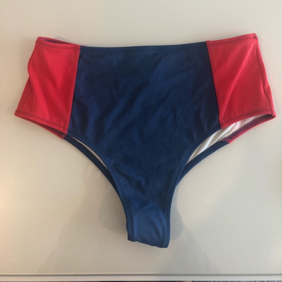 Solid and striped high waisted Bikini bottom - Picture 2 of 5